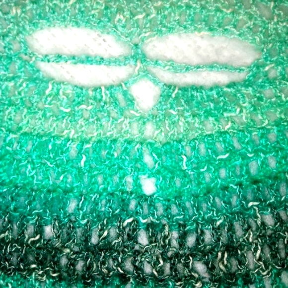 Dragonfly Crochet Shawl Wrap Teal Aqua Soft HANDCRAFTED - Picture 10 of 13